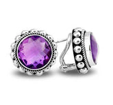 SE-7981-AM Sterling Silver Earring With Amethyst Q. Jewelry Bali Designs Inc